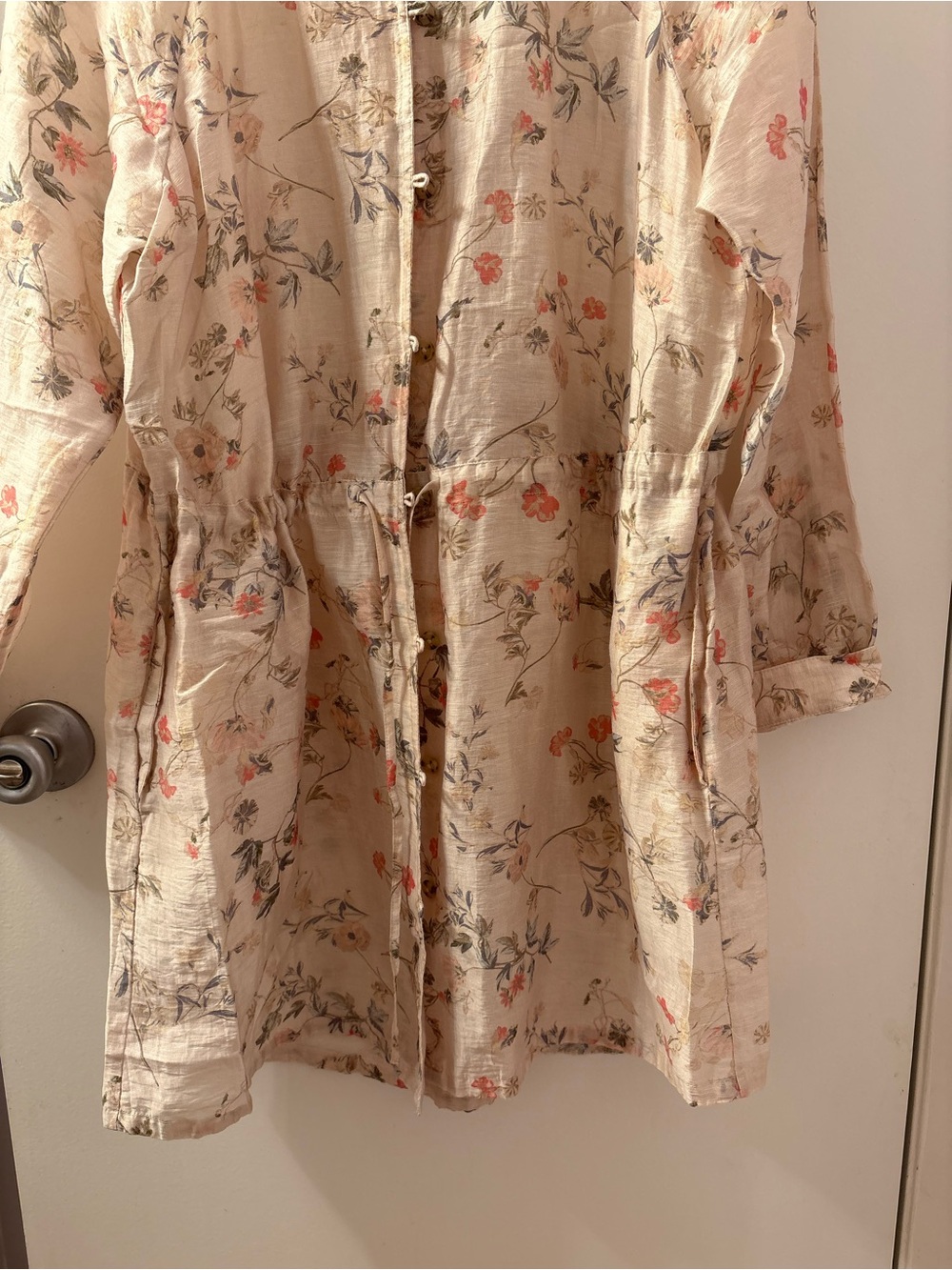 J. JILL Women's Sheer Floral Linen Blend Button Tunic Shirt Sz M/PTP 23/L 36 - Picture 6 of 15